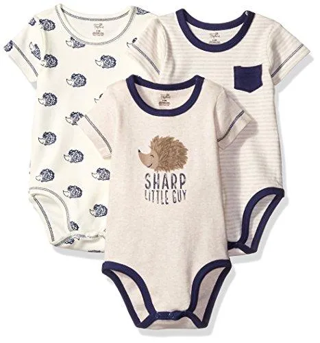 Touched by Nature Baby Organic Cotton Bodysuit, 3 Pack