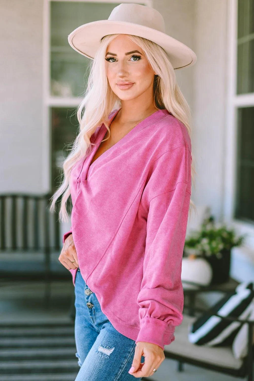 Twisted Plunge Sweatshirt