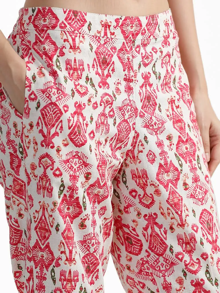 Utsa Fuchsia Ethnic Printed Pants