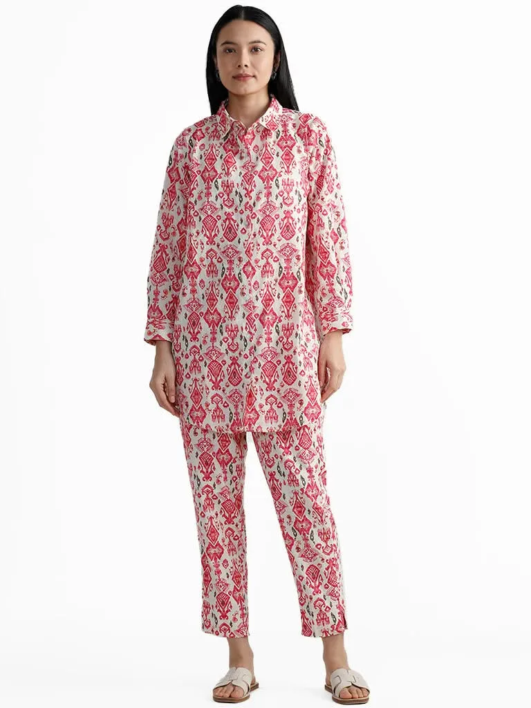 Utsa Fuchsia Ethnic Printed Pants