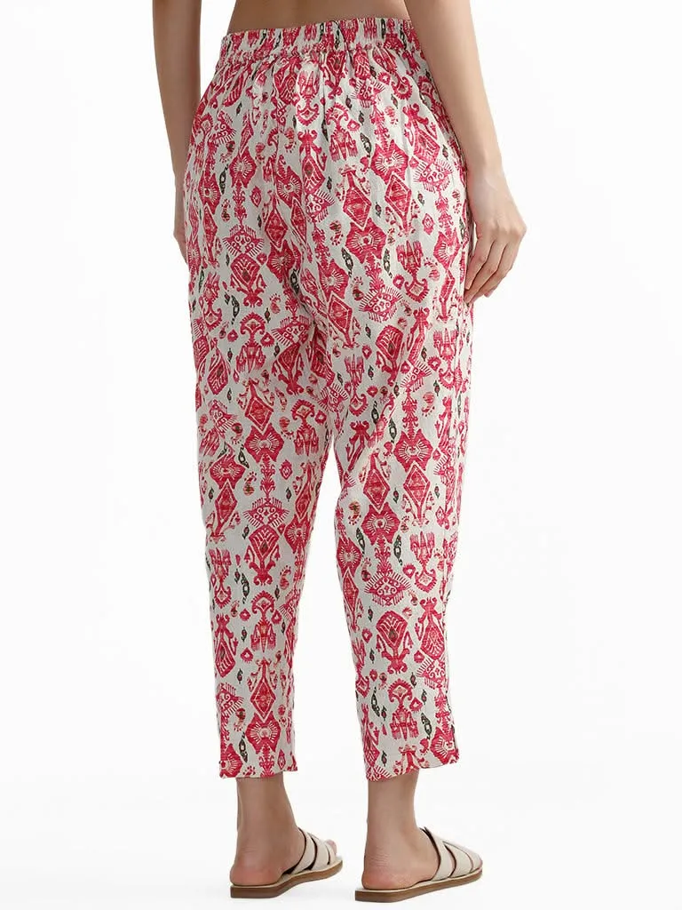 Utsa Fuchsia Ethnic Printed Pants