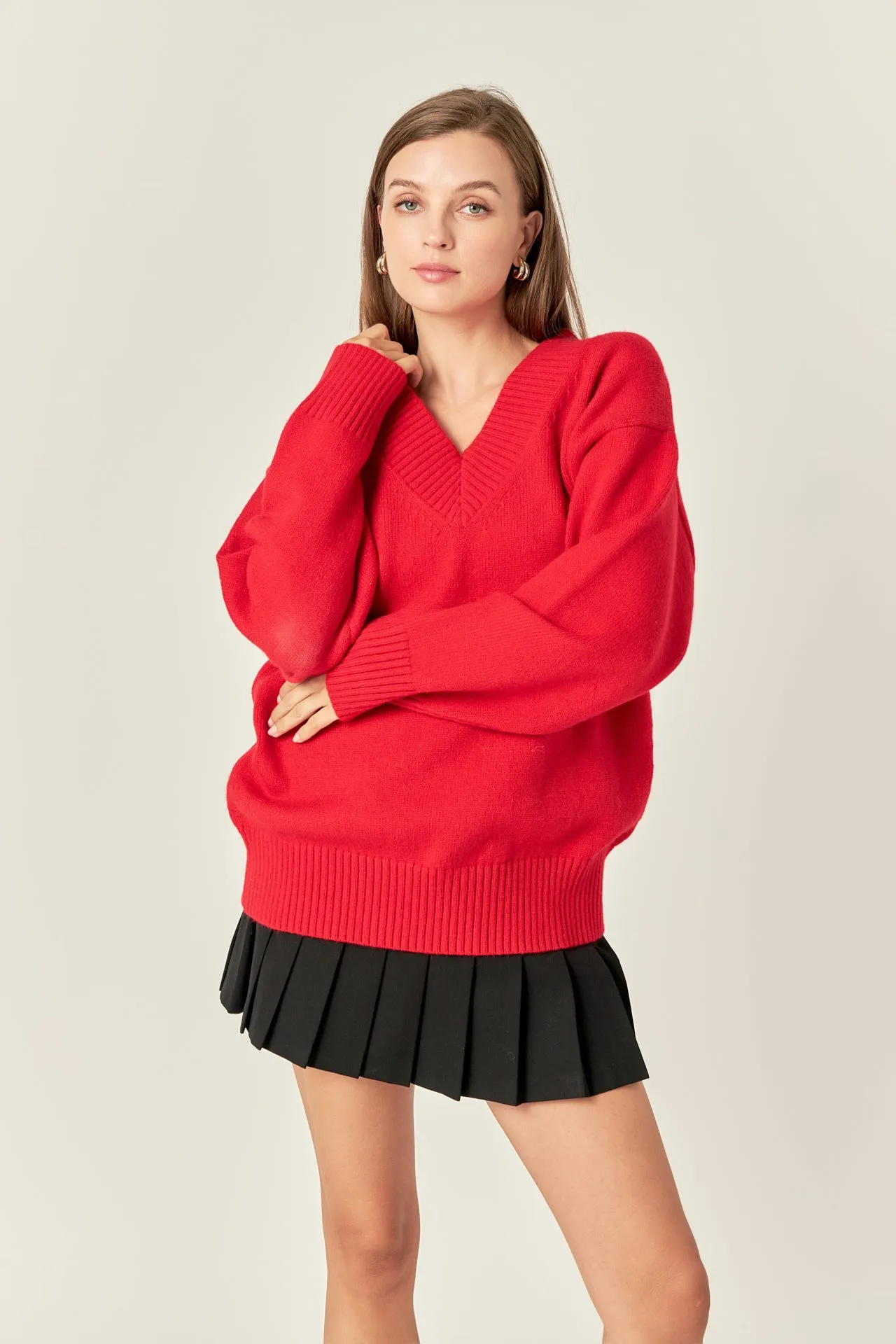 V Neckline Oversized Sweater