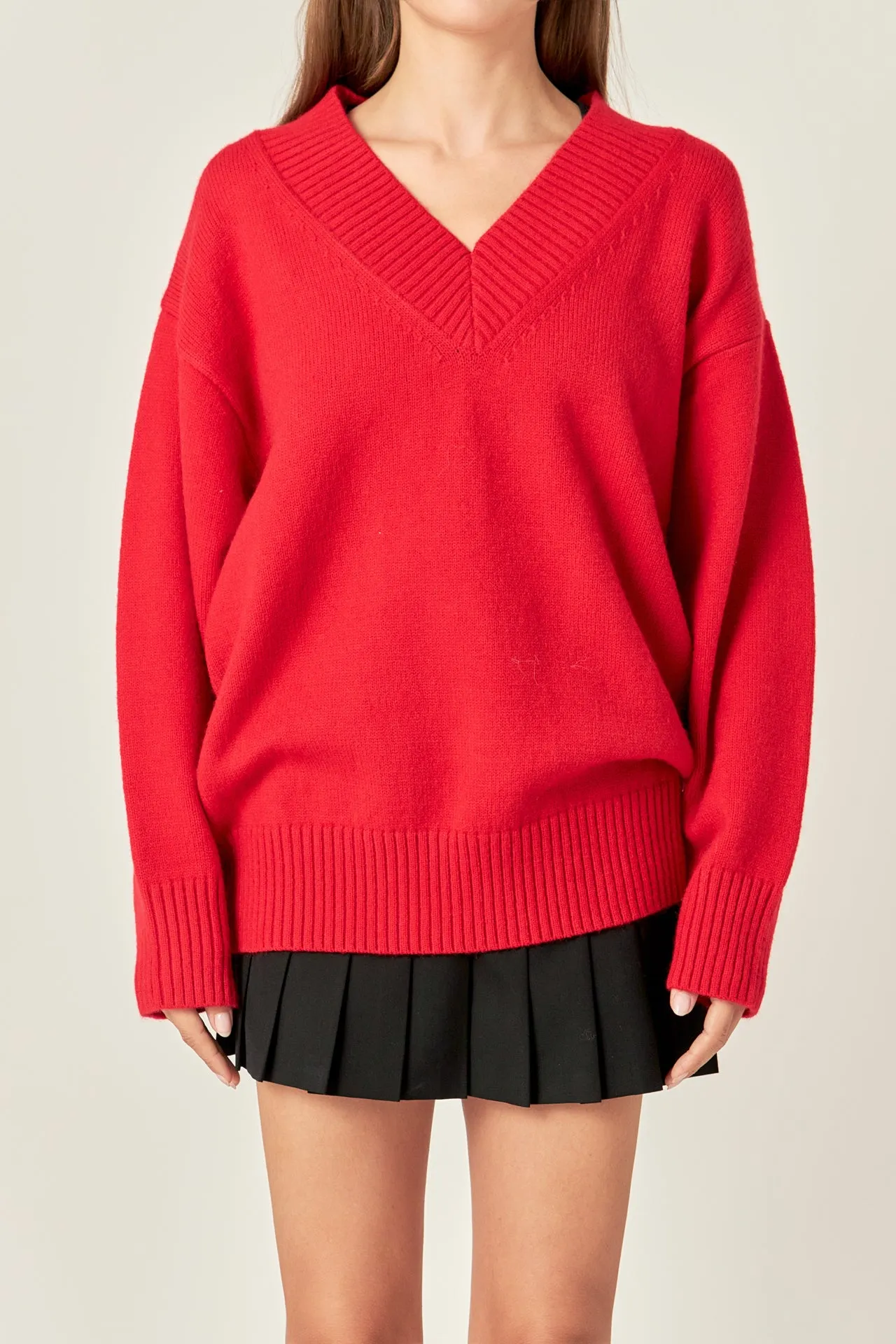 V Neckline Oversized Sweater