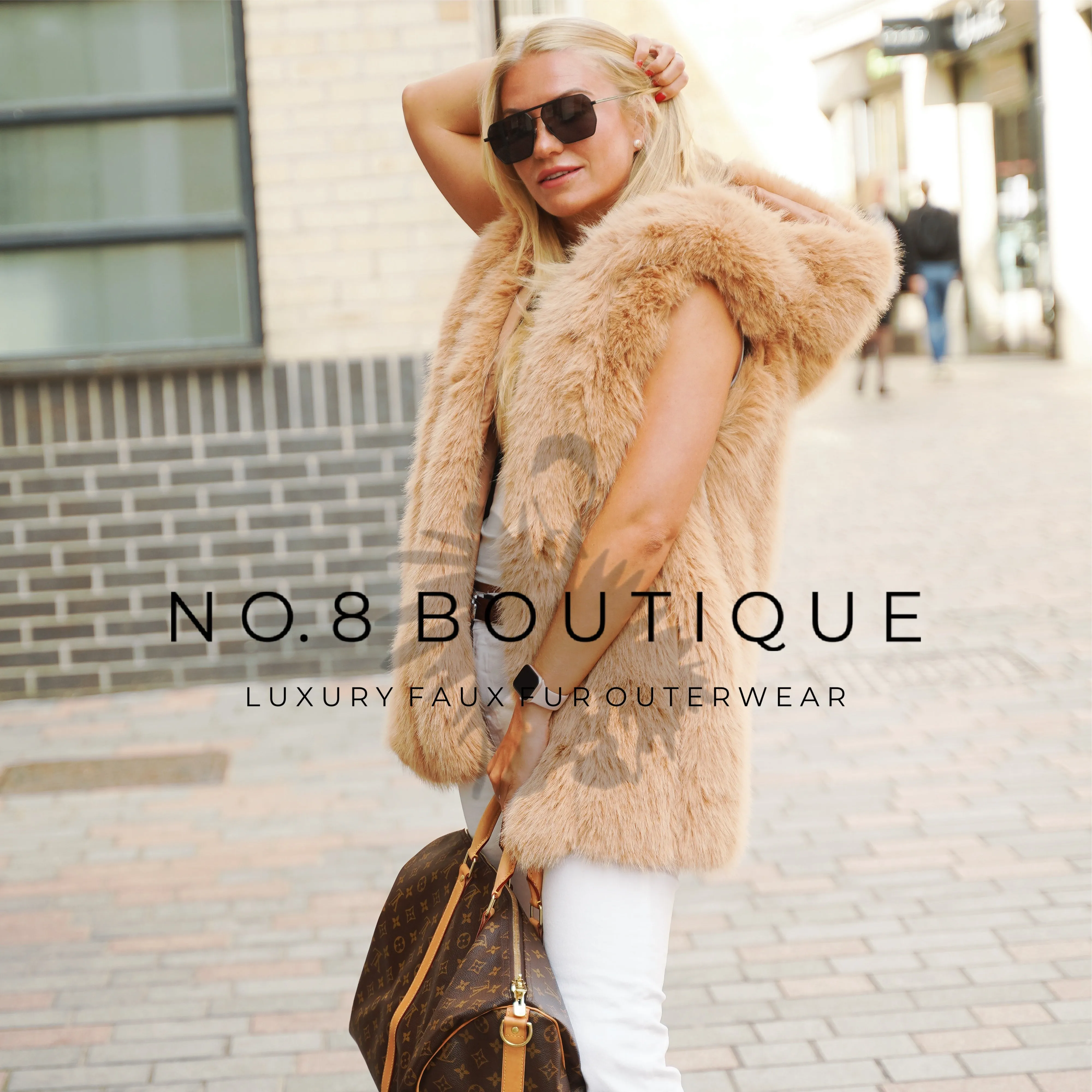 Vienna Hooded Straight Row Faux Fur Gilet