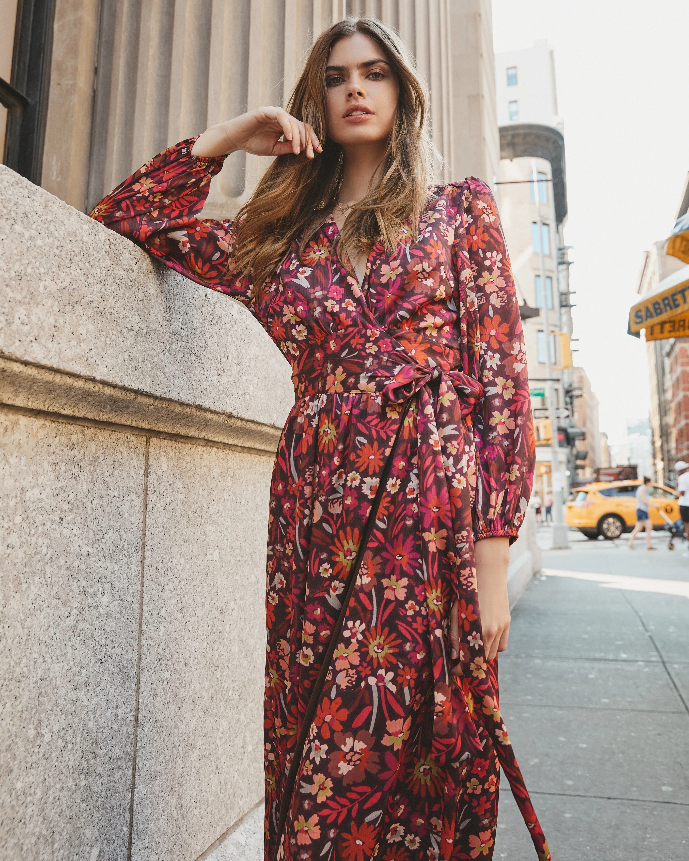 Village Views Floral Wrap Maxi Dress