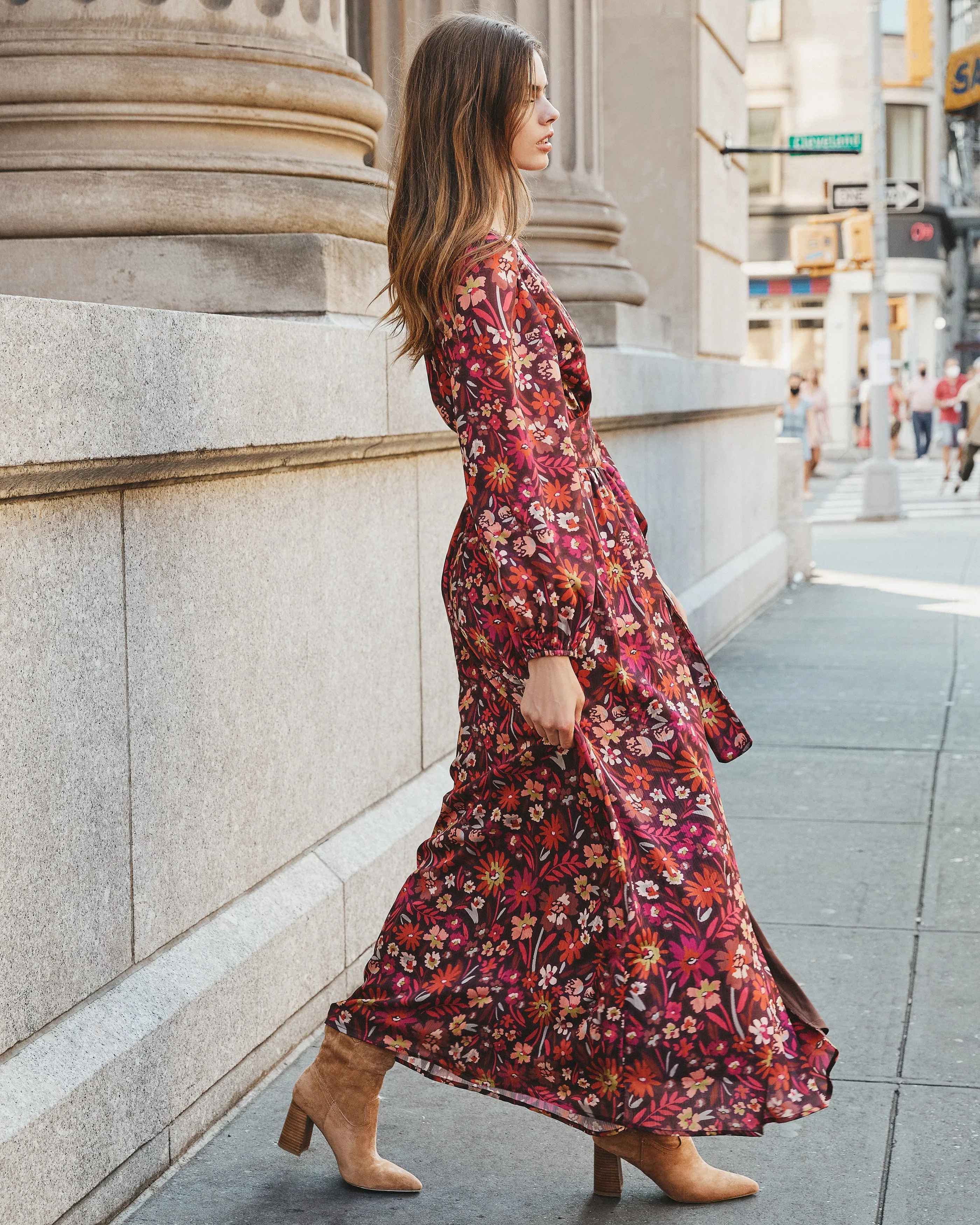 Village Views Floral Wrap Maxi Dress