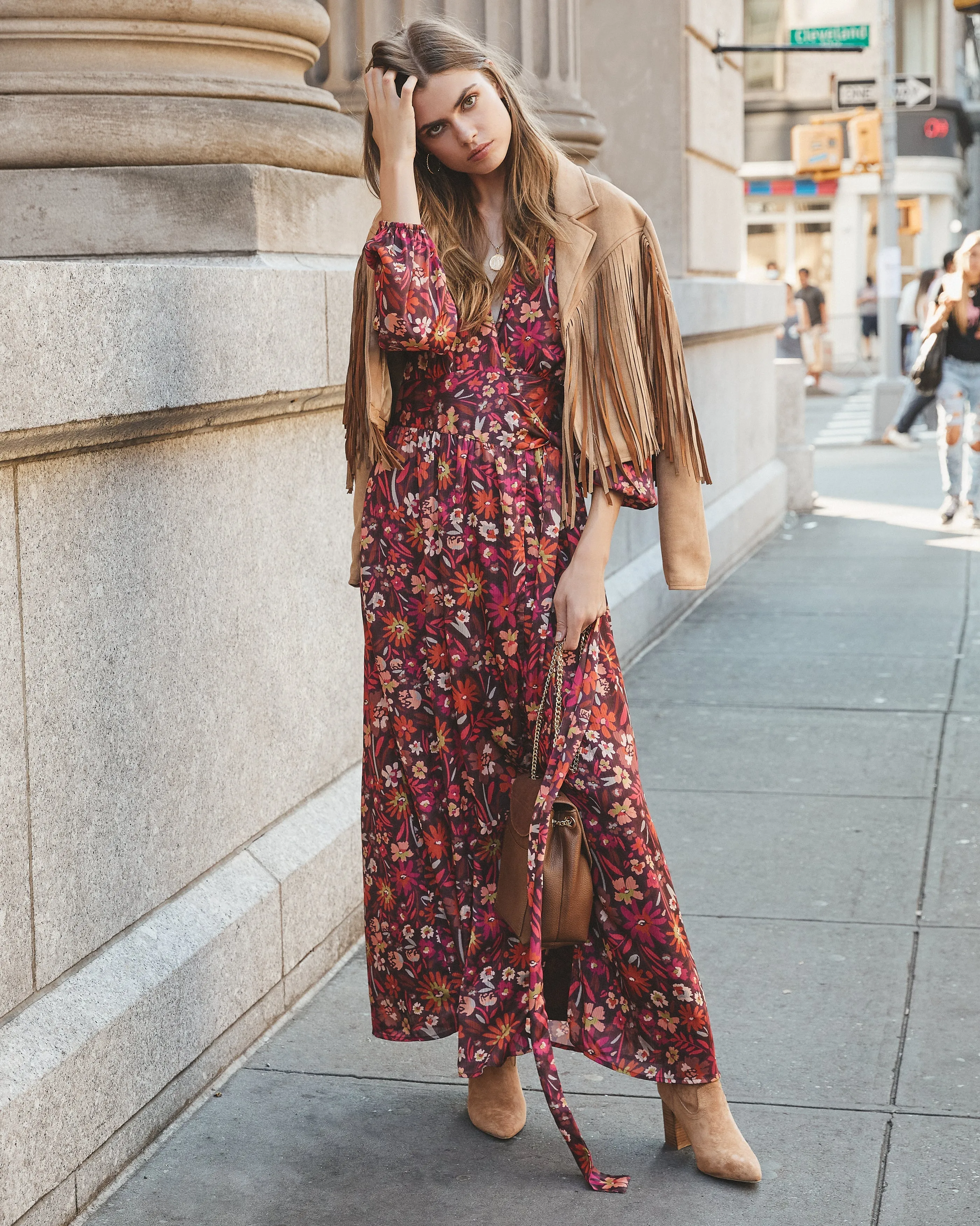 Village Views Floral Wrap Maxi Dress