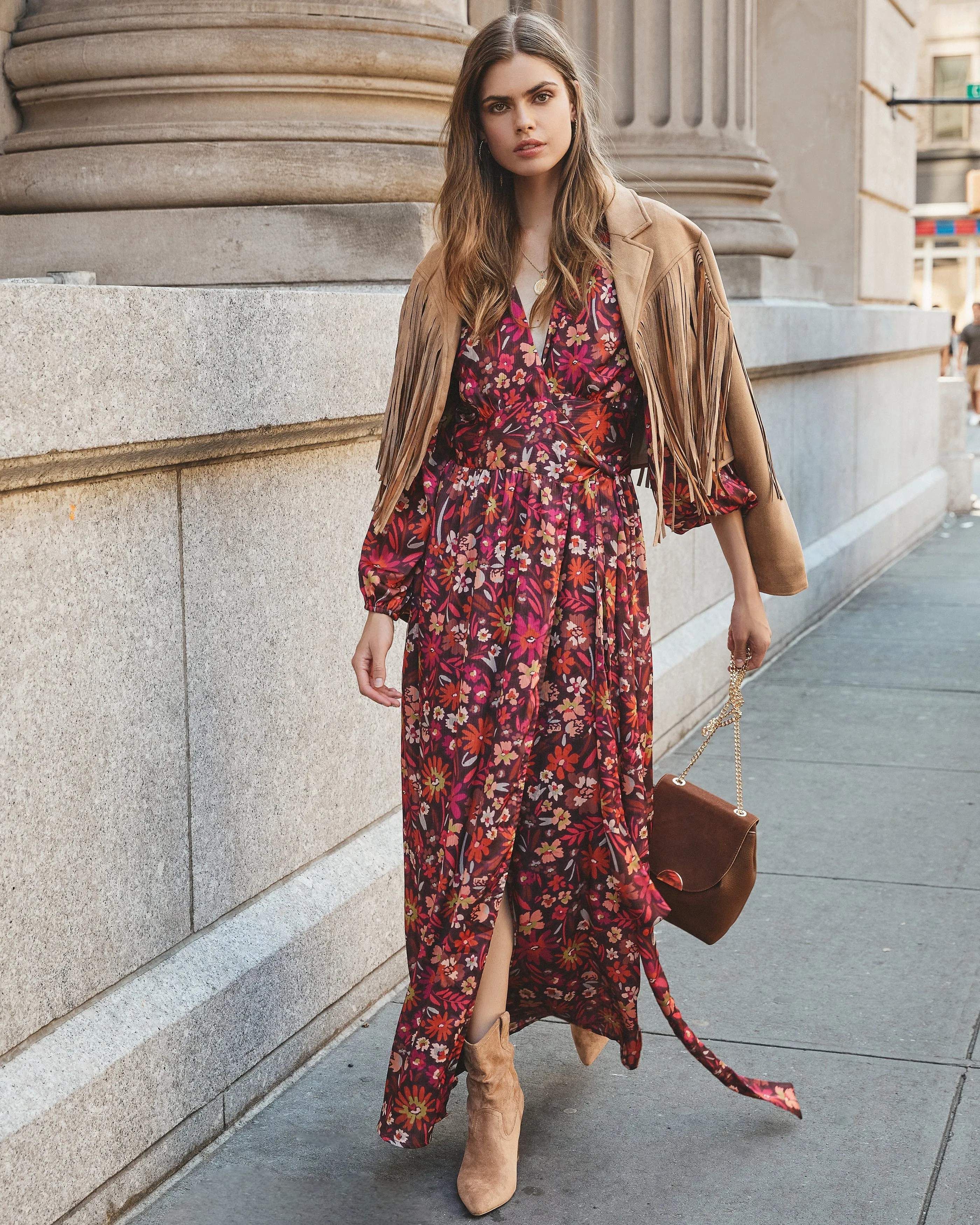 Village Views Floral Wrap Maxi Dress