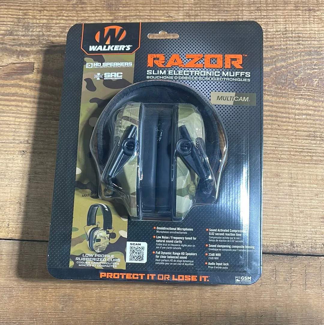 Walkers Razor Slim Electronic Muffs- Camo