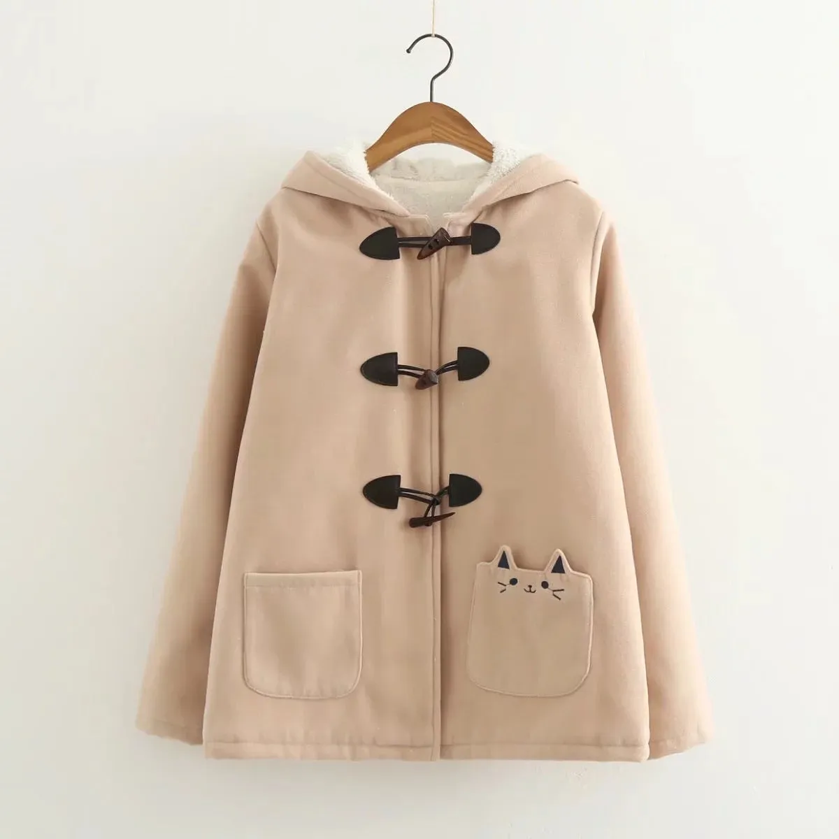 Warm Kawaii Pink/Black/Navy Cat Hooded Ear Jacket AD10178