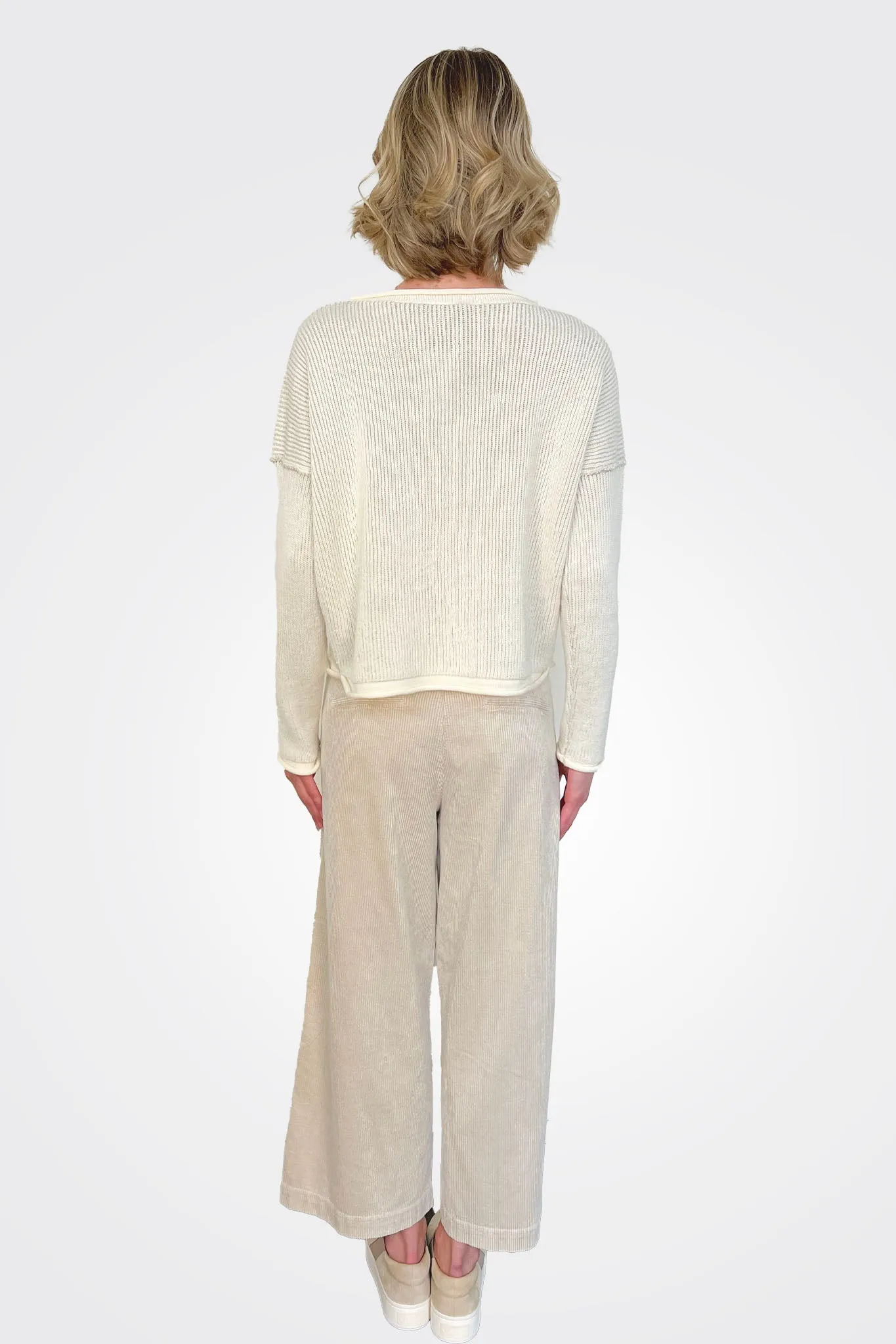 Wide Leg Corduroy Trousers - Sand