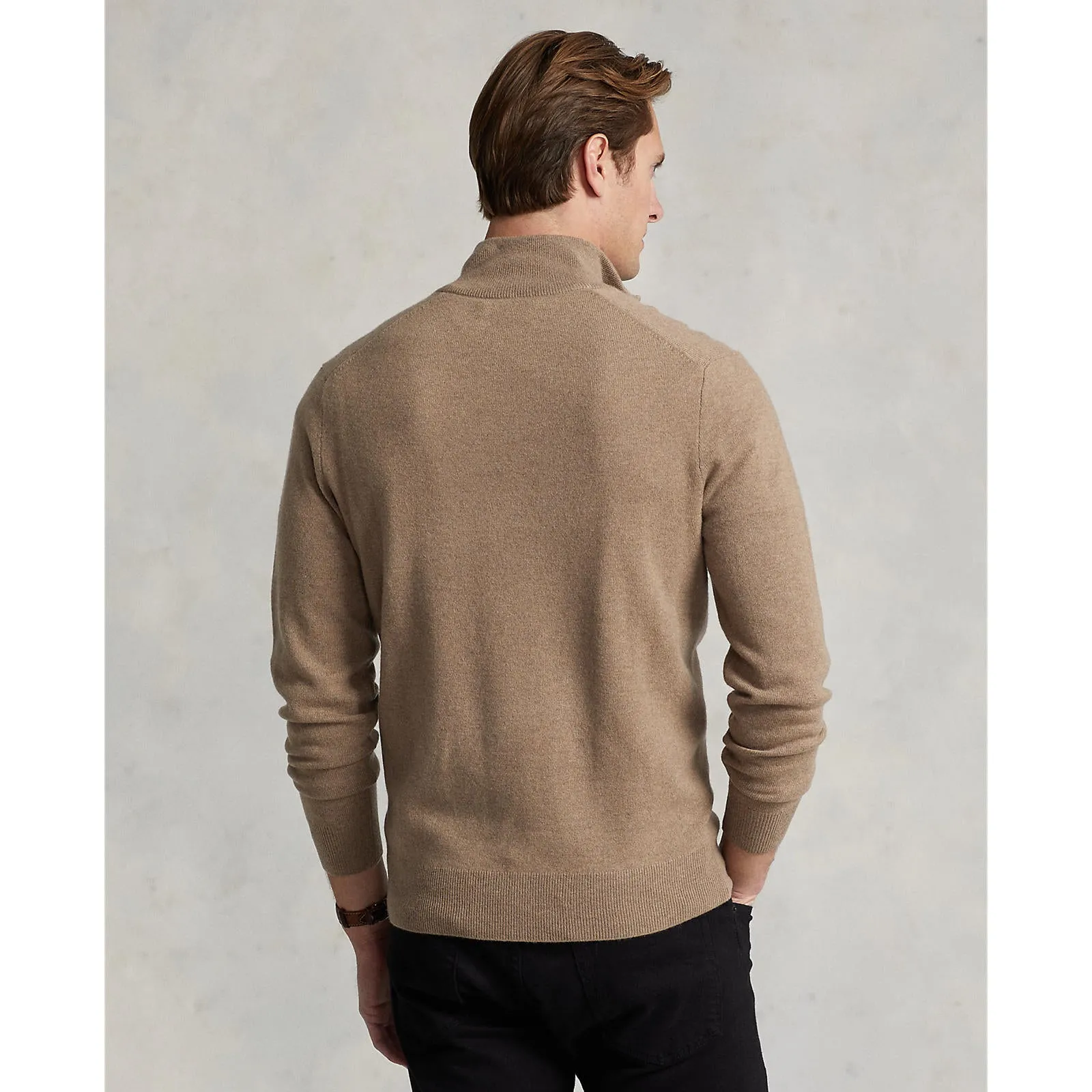 Wool Quarter-Zip Sweater - Camel Brown