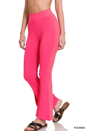 Zenana Fuschia High Rise Front Slit Pants