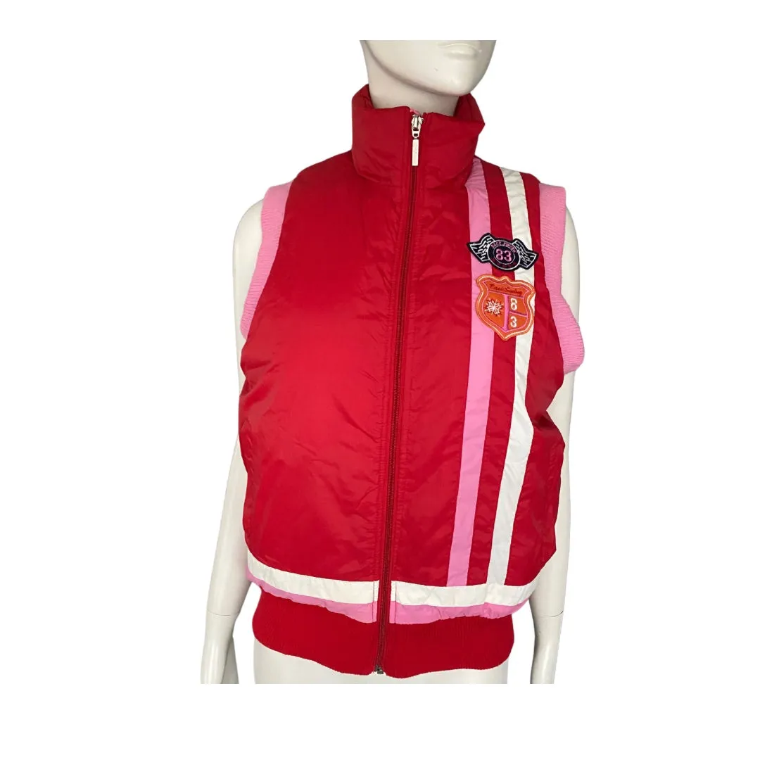 Zip Front Vest Contrast High Neck Gilet Red SIZE 12