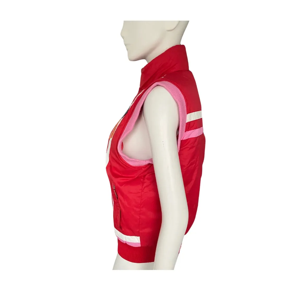 Zip Front Vest Contrast High Neck Gilet Red SIZE 12